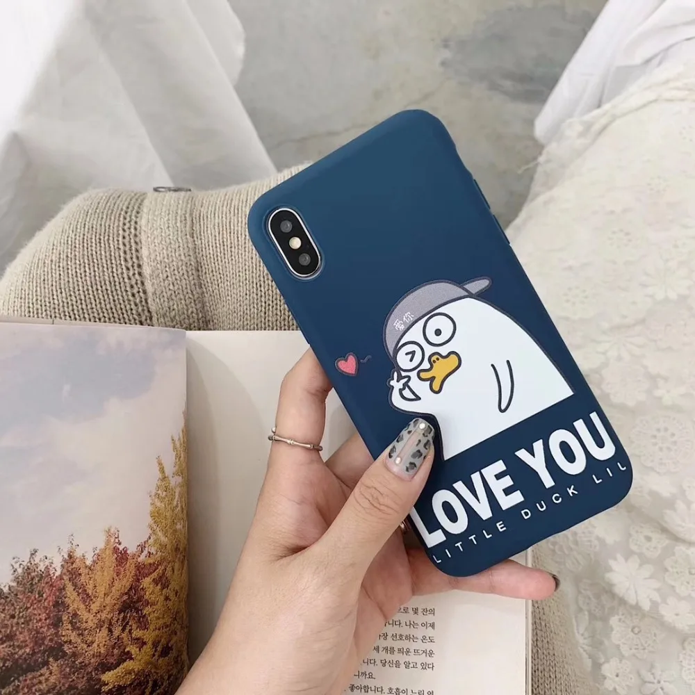 TPU silicone couple cute duck phone case for iphone x xr xs max 6sPLUS 7 8plus anti-fall soft shell tpu scrub cover |