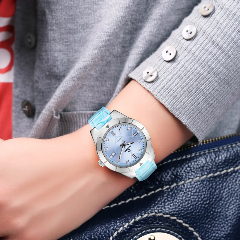 CASIMA Модные Простые повседневные кожаные ремешки для часов с календарем дисплей