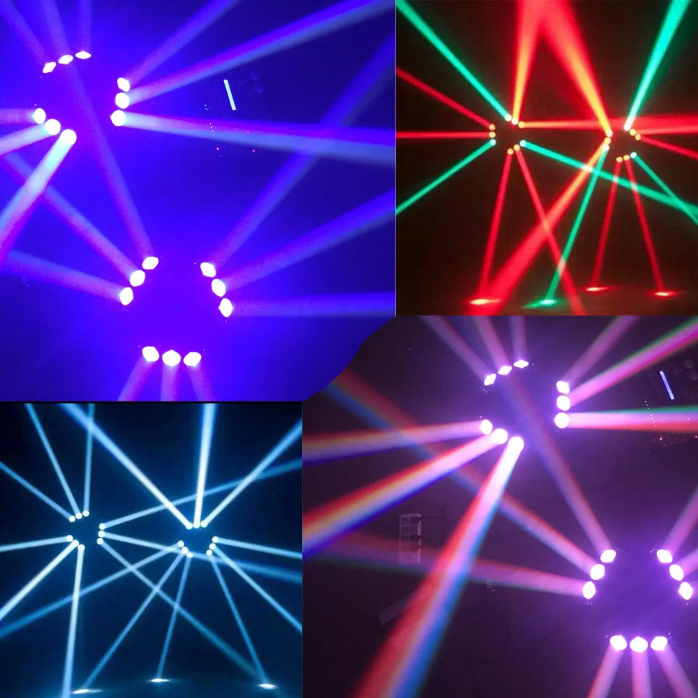 Дискотека KTV 90 Вт 9LED RGBW полноцветный DMX512 звуковой контроль 16/48 канал Мини треугольник паук лампа луч сценический светильник для клубных Вечерние