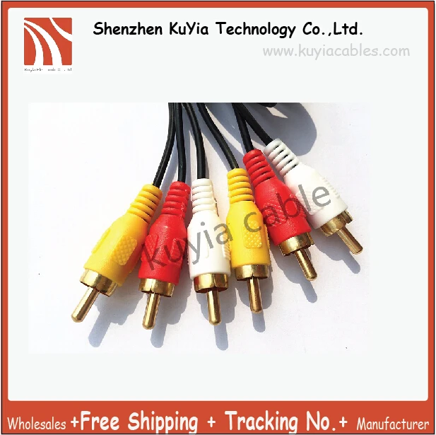 KUYiA Бесплатная доставка 10 шт./лот 3 RCA к кабель 3xrca папа 3X Мужской 3RCA красный белый