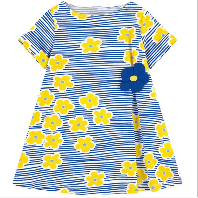 Floral dresses for 2-7T girls clothing with pockets princess summer fashion children clothes jersey cotton kids | Детская одежда и