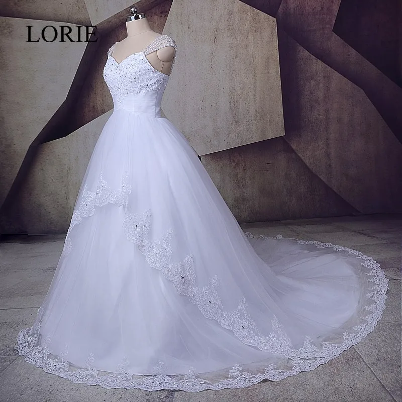 Белое свадебное платье из тюля 2018 LORIE Vestido De Novia Милая винтажная кружевная бусина