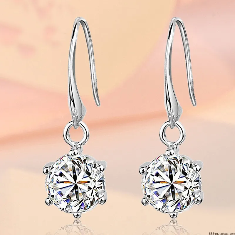 

Женские серьги-подвески из серебра 2 карата, с крючком