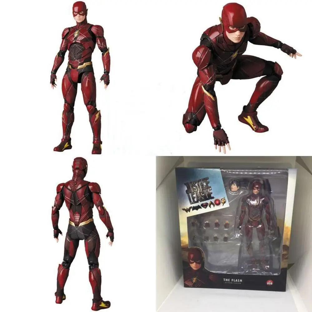 16 см DC флэш MAFEX 058 Лига Справедливости ПВХ фигурка Коллекционная модель для детей