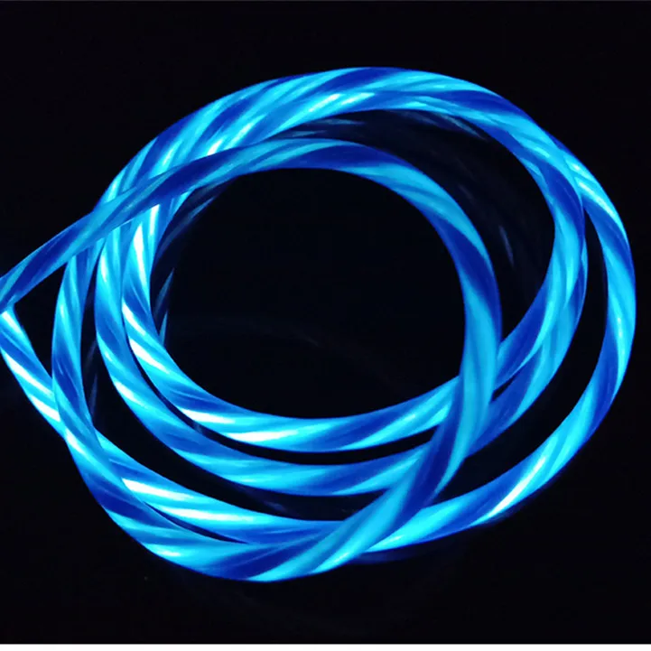 blue color Кабель для быстрой зарядки для Xiaomi Mi 5 Oneplus 6 usb type-C, светодиодный кабель usb type C для samsung Galaxy S9 S8 Note 8 Plus - Тип штекера: blue color