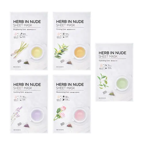 MISSHA Herb In Nude Sheet Mask 3 шт. маска для лица уход за кожей отбеливающая увлажняющая