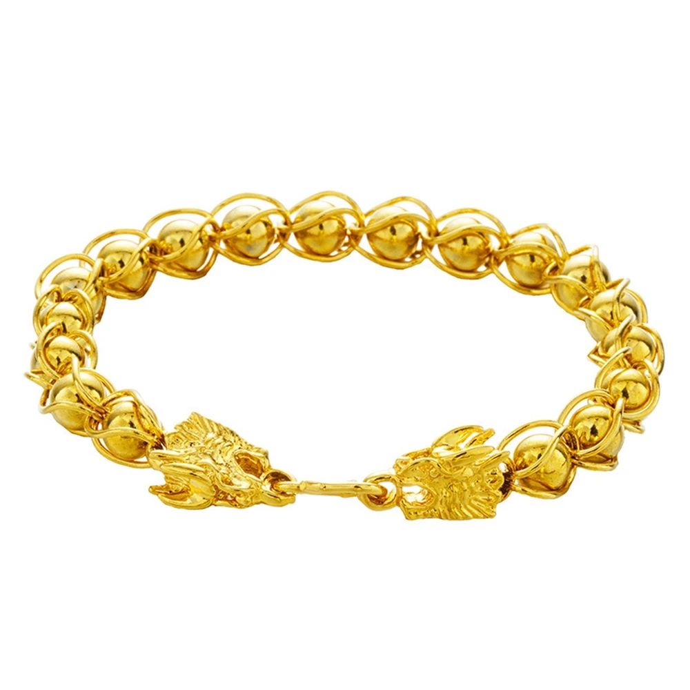 

Dragon Design Mens Bracelet Yellow Gold Filled Bracelet Link Jewelry Fashion Wrist Chain 23cm Long