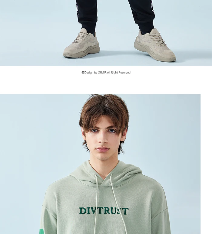 SEMIR мужская вышитая Толстовка с капюшоном, пуловер с капюшоном с аппликацией на рукаве, Стильная Спортивная толстовка с карманом-кенгуру