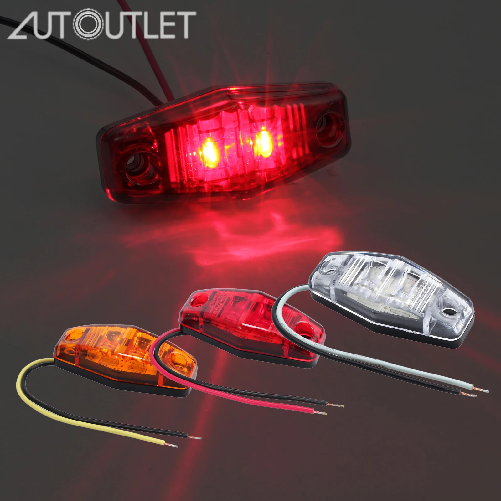 AUTOUTLET 10 шт 2LED передний боковой маркер белый/желтый/красный свет автомобиль