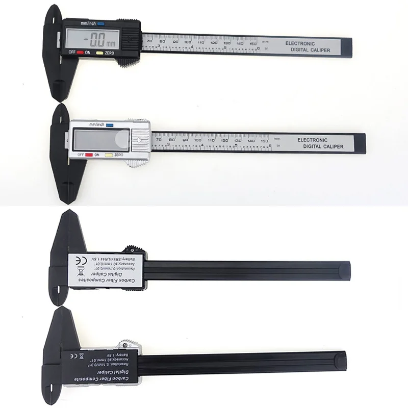 Free Shipping Vernier Caliper 150mm 6inch Accuracy 0.1mm Digital Display Plastic Simple Black White | Инструменты