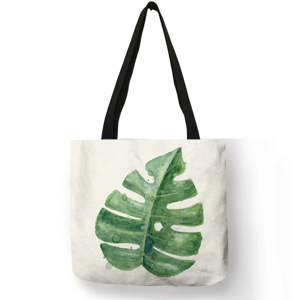Горячая Monstera Deliciosa элемент сумки шопперы для женщин многоразовые покупок ткань