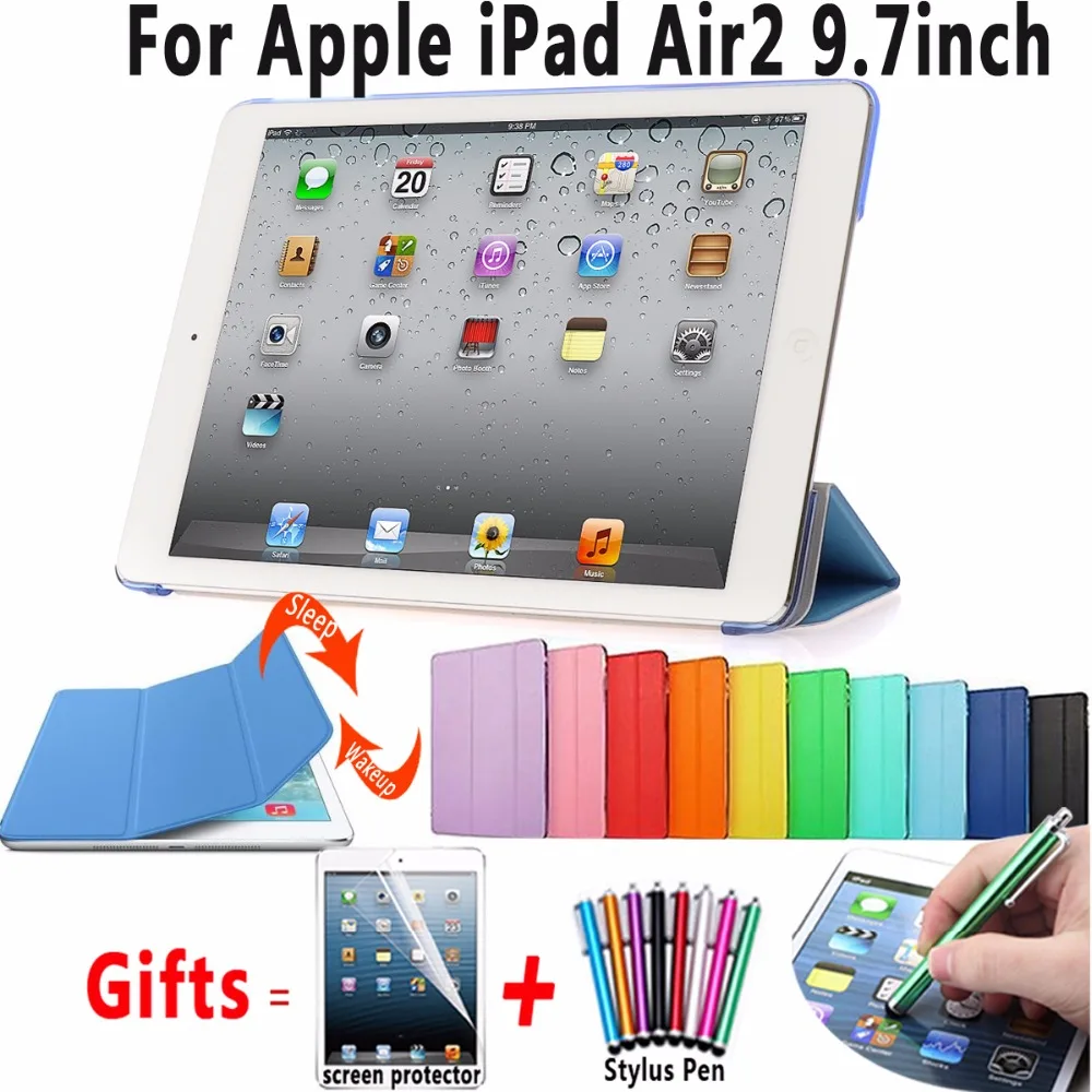 Ультратонкий Магнитный чехол Aake ase с матовым покрытием для Apple iPad Air 2 6 9 7 Coque Capa Funda +