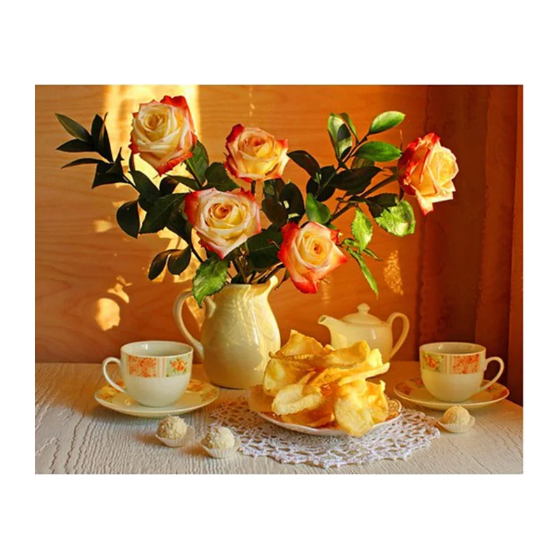 

decorative painting 5d diy diamond painting Vase of flowers and Fruit diamond embroidery mosaic picture rhinestones WZ