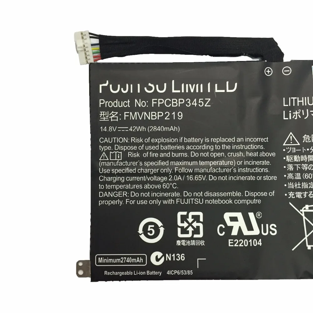 Новый аккумулятор FPCBP345Z для ноутбука Fujitsu LifeBook UH572 UH552 14 8 в 42 Вт · ч 2840 мАч ультрабук