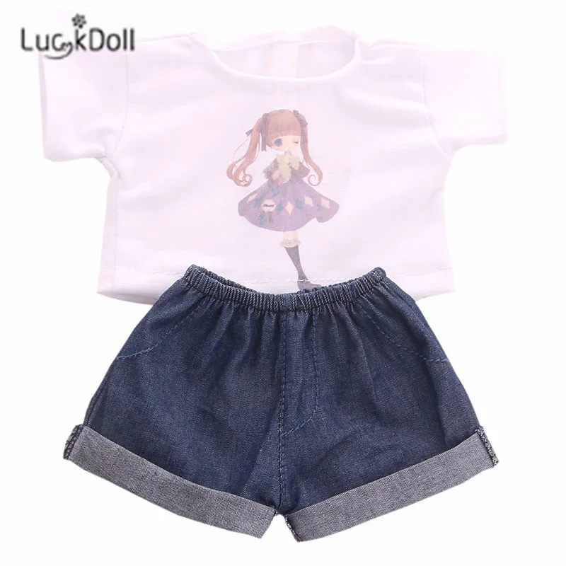 Повседневные короткие рукава и шорты LUCKDOLL 18 дюймов американская кукла 43 см
