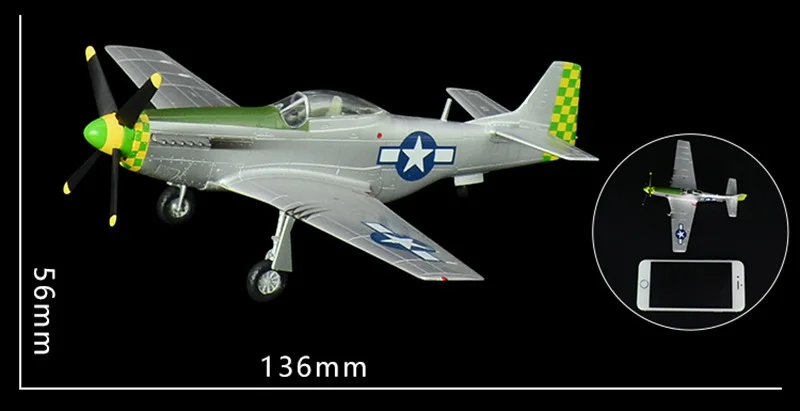 Предварительно построенный 1: 72 Масштаб P-51 Мустанг истребитель-бомбардировщик P-51D Второй мировой войны самолет хобби Коллекционная готовая пластиковая модель самолета