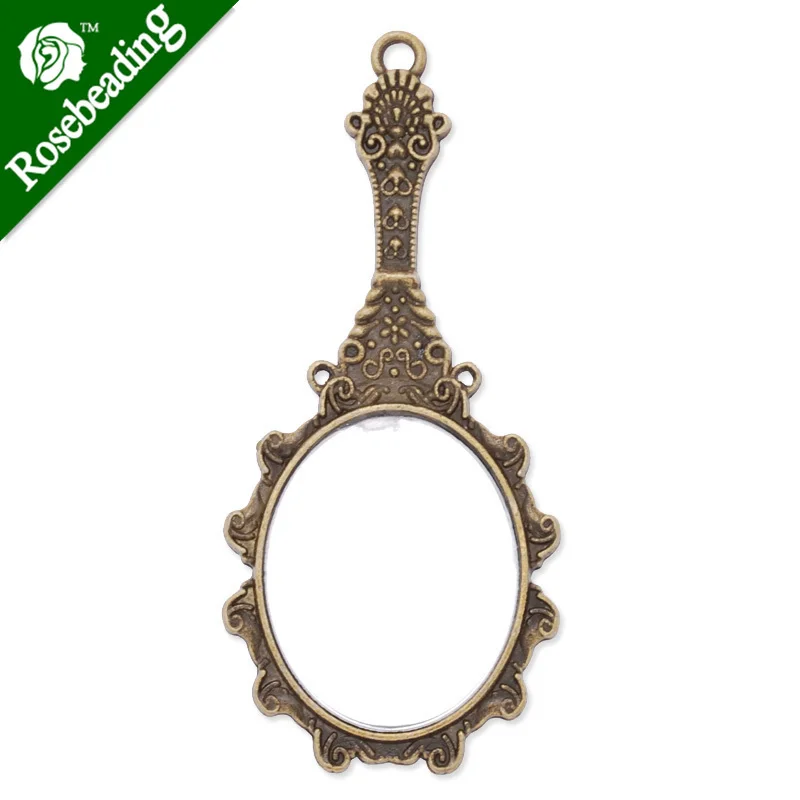 

32x68mm antique bronze plated pendant tray with mirrior,pendant bezel,blank settings,sold by 10pcs/lot-C3935