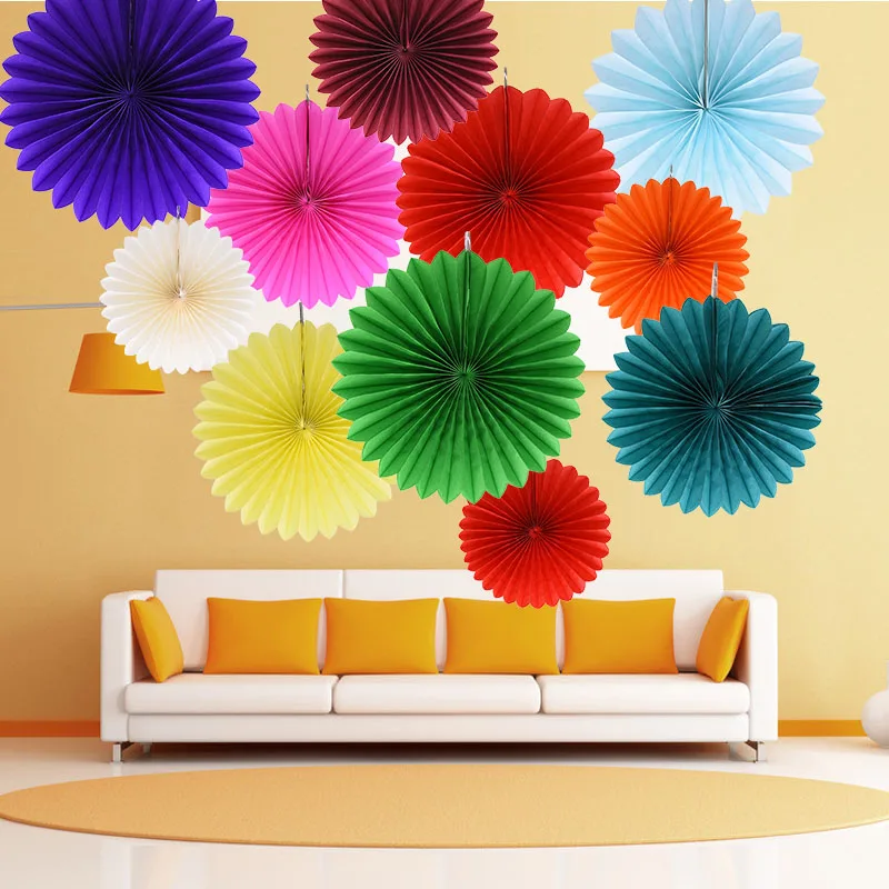 

5Pcs 10-30cm Tissue Paper Cut-out Paper Fans Pinwheels Hanging Crafts for Baby Showers Wedding Party Birthday Festival Decor