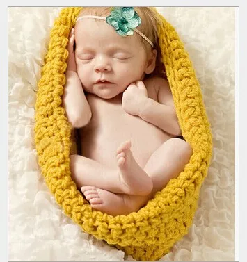 Baby Bowl Cocoon Photography Props Handmade Newborn Knitted Hat Pod Sleeping Bag Crochet Toddler Costume Outfit 35 | Детская одежда и