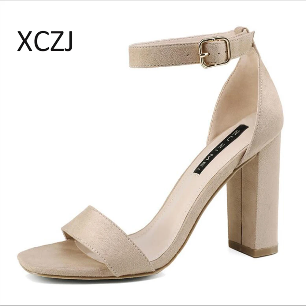 Sexy High Heels Personalized Women's Sandals 2018 new Summer Thick Open-toe Word Tide Fashion Buckle | Обувь