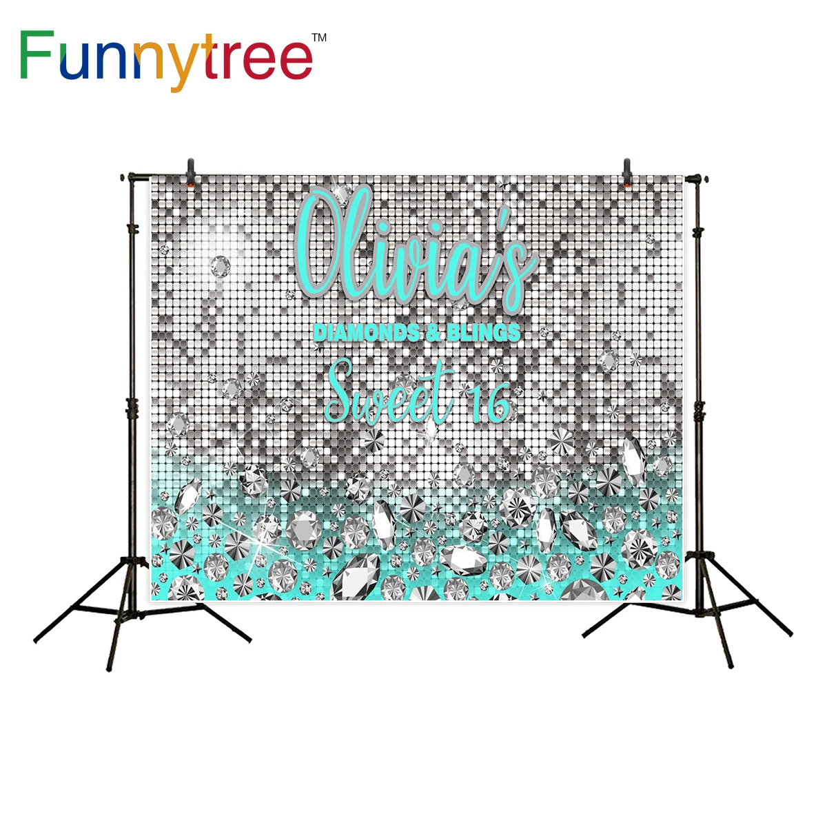 

Funnytree backdrop for photography studio luxury diamond birthday party glitter bling background photocall photobooth photo prop