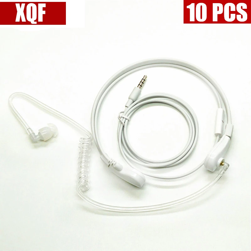 XQF 10PCS 1 Pin 3.5mm Throat MIC Headset Covert Air Tube Earpiece for Phone Mobile Phone white