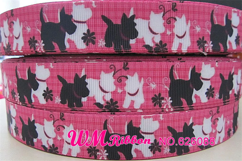 Q& N лента 16 мм, 22 мм, 25 мм, 38 мм, 50 мм, 75 мм, с принтом мультяшной собаки, корсажная лента, тесьма 50 ярдов/рулон для галстука для волос - Цвет: 626088