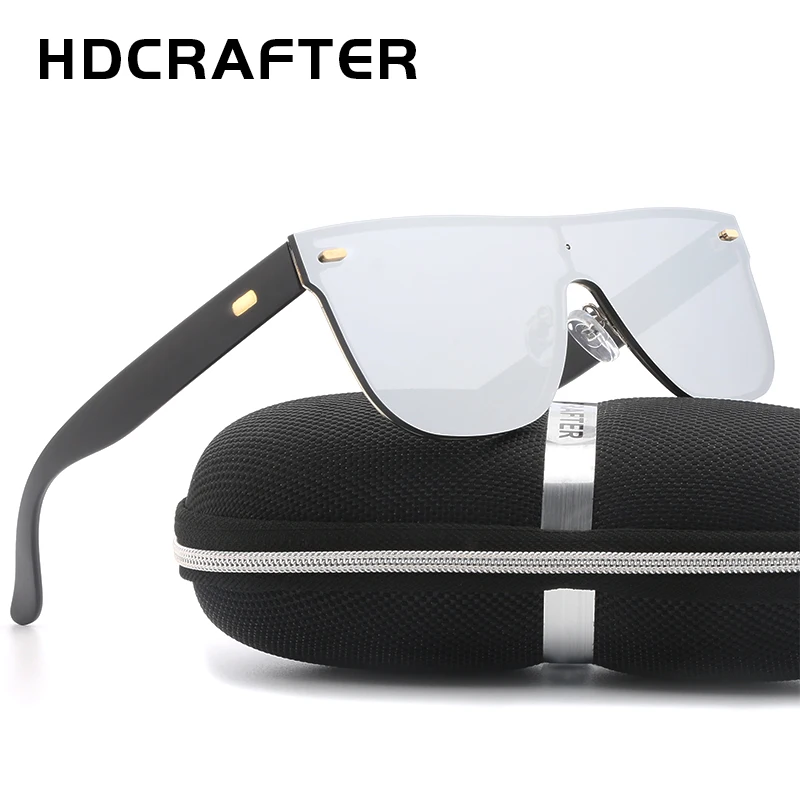 Мужские и женские солнцезащитные очки HDCRAFTER большие дизайнерские без оправы для