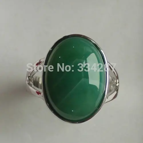 

New 13X18MM Irregular pattern Silver Green Agates Women Gift Rings Size 7,8,9