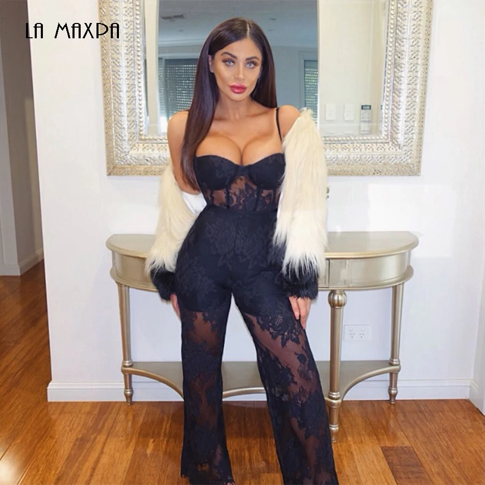 Женский бандажный комбинезон элегантные кружевные Комбинезоны на тонких