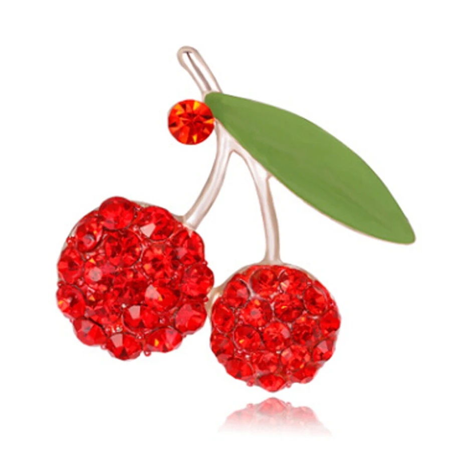 Красные хрустальные броши для женщин Детская Брошь в виде вишни корсажный букет