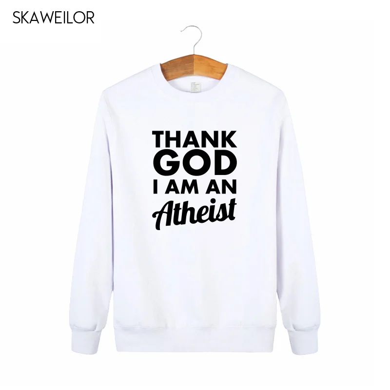 Мужские толстовки с капюшоном забавным принтом Thank God I'm An Atheist топы в подарок