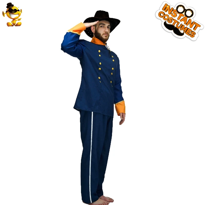 Man General Captain Costumes Cool Handsome Deepblue Suits Cosplay Party |
