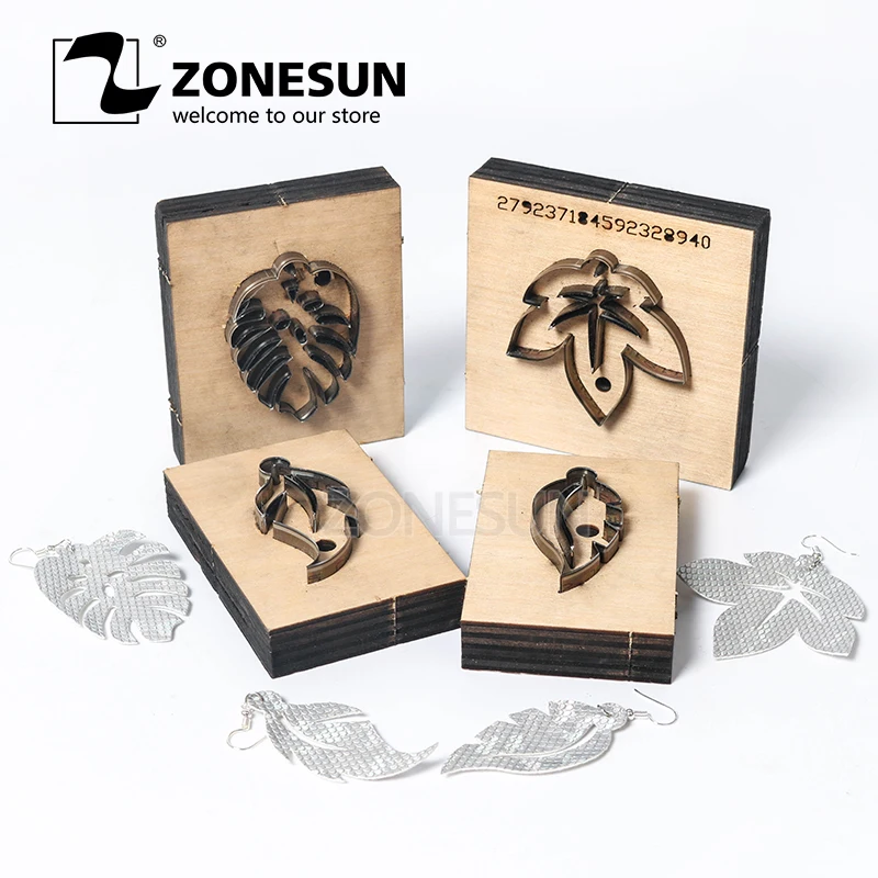 ZONESUN кожаный инструмент для высечки сережек в форме листа бумажный