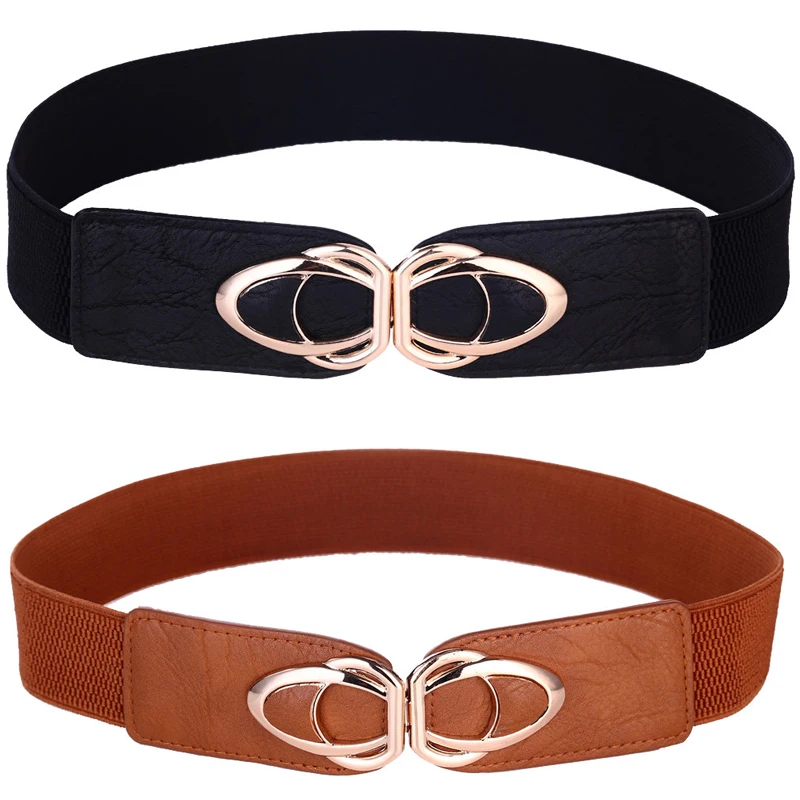 

Women's 2 Pack Retro Wide Elastic Stretch Belt Wide Plus Size