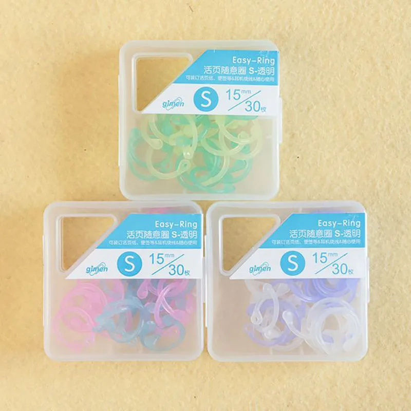 15mmX30 Transparent Красочное пластиковое круглое кольцо, многофункциональное креативное кольцо для переплета, для поделок, альбомов, книг, переплетов, кольца для офиса - Цвет: 15mmX30 Transparent