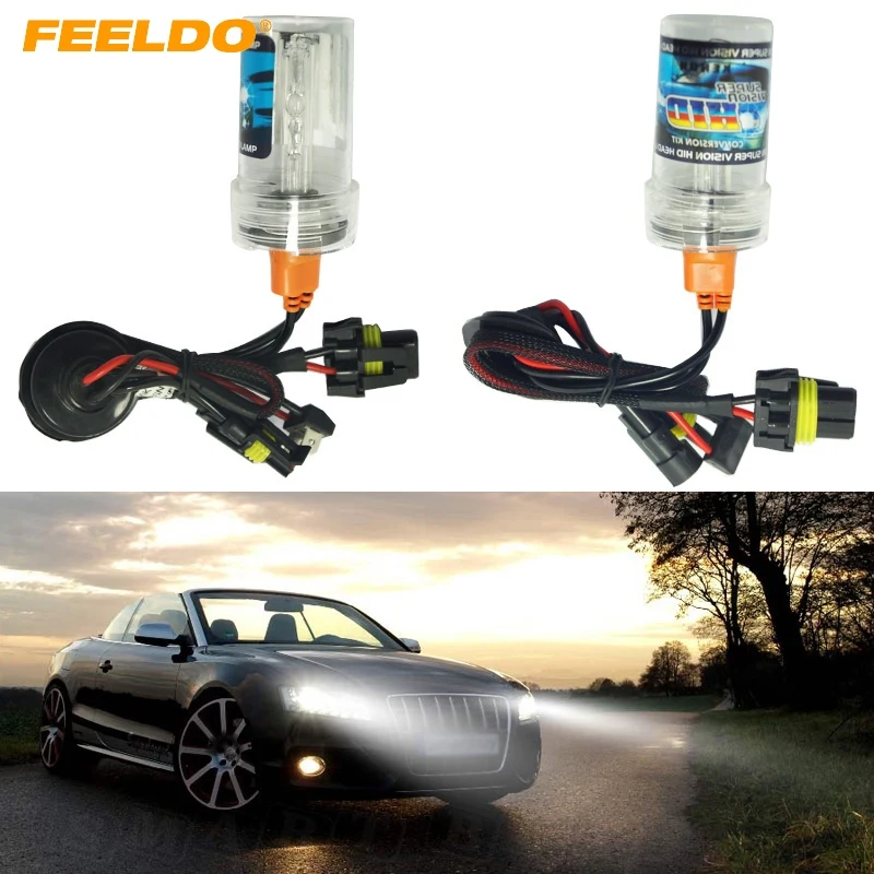 FEELDO 4 пары H15 12V 35W Ксеноновые лампы для замены автомобиля HID фары Singel 6000K белый # FD
