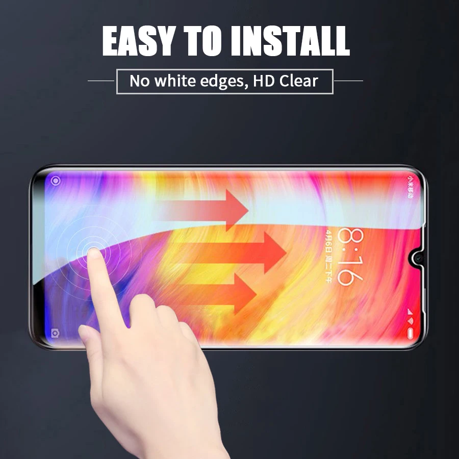 Настоящее 6D стекло для Xiaomi Redmi Note 7 6 Pro 5, закаленное защитное стекло для экрана, Защитное стекло для Xiaomi Redmi 6A 6 Pro Note 5 Plus