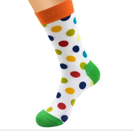 4 pairs Happy Colorful Men Socks Anti-Skid Comfortable Long Puzzle Dot Cotton free shipping | Мужская одежда