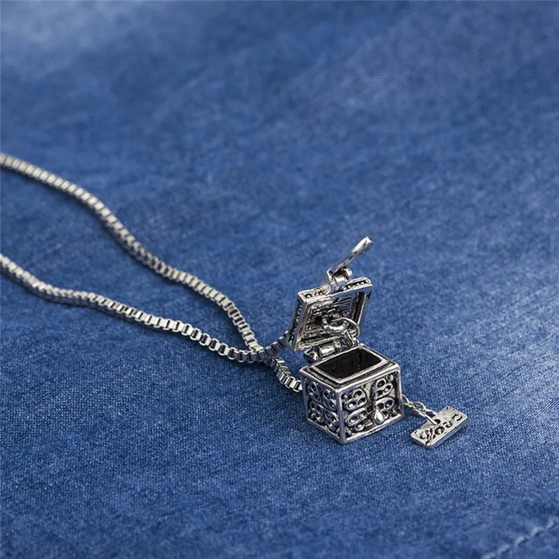 Creative Openable Magic Box Pendant Necklace Fashion Vintage Antique Silver Plated Retro Ethnic Jewelry Gift For Women | Украшения и