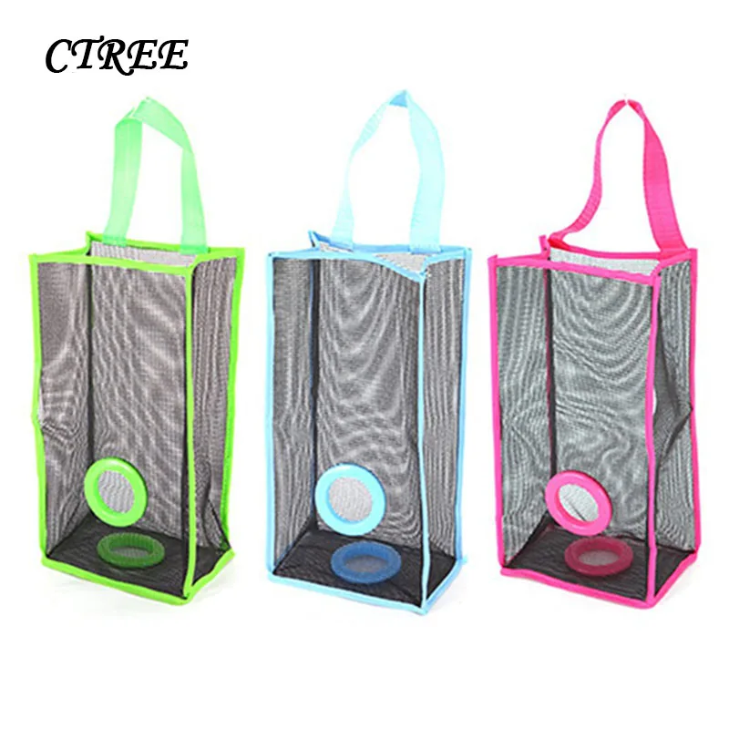 

CTREE Creative 42*15.5*11cm Breathable Mesh Hanging Kitchen Garbage Bag Grocery Bag Holder Storage Packing Pouch Wall Mount C839