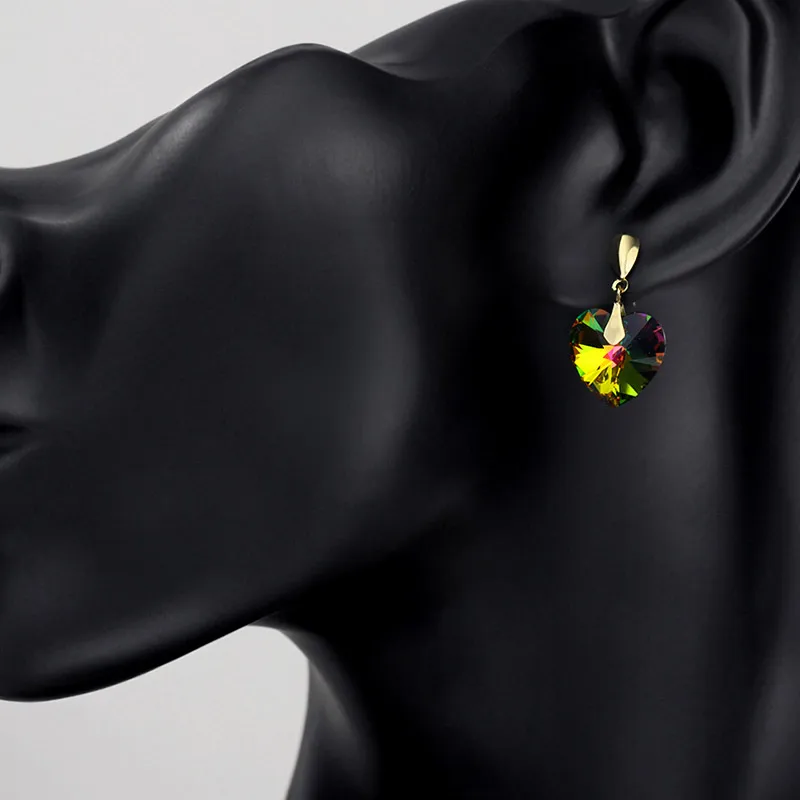 Neoglory Austria Crystal Stud Earrings Elegant Romantic Heart Style Light Yellow Gold Color Trendy For Lady Sale Party Wedding | Украшения