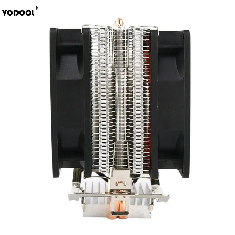 

VODOOL CPU Cooler Fan Dual Copper Pipes Dual Fans Hydraulic CPU Cooler Heatpipe Fans Heatsink Radiator for Intel for AMD