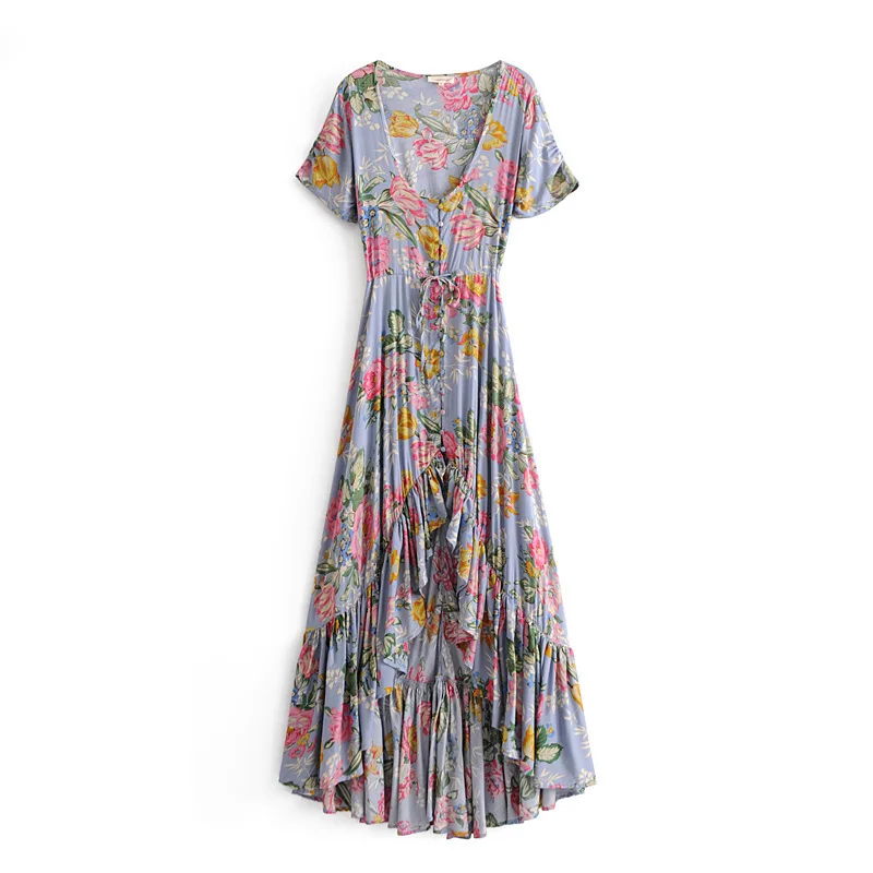 Женское винтажное плиссированное платье на пуговицах Boho Chic асимметричное