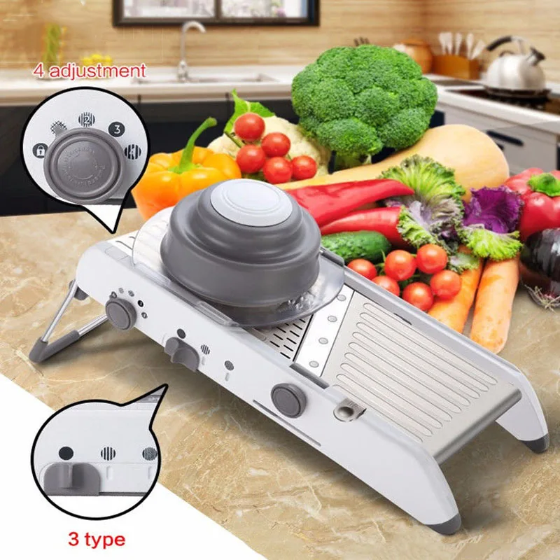 

Newly Mandoline Slicer Manual Vegetable Cutter Professional Grater with Adjustable Blades MK