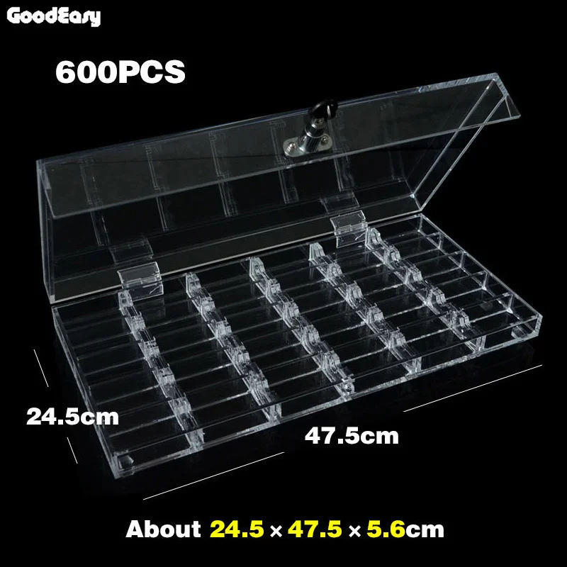 500/600 шт. акриловые прозрачные Техасские покерные лоток для чипсов/коробка/Чехол