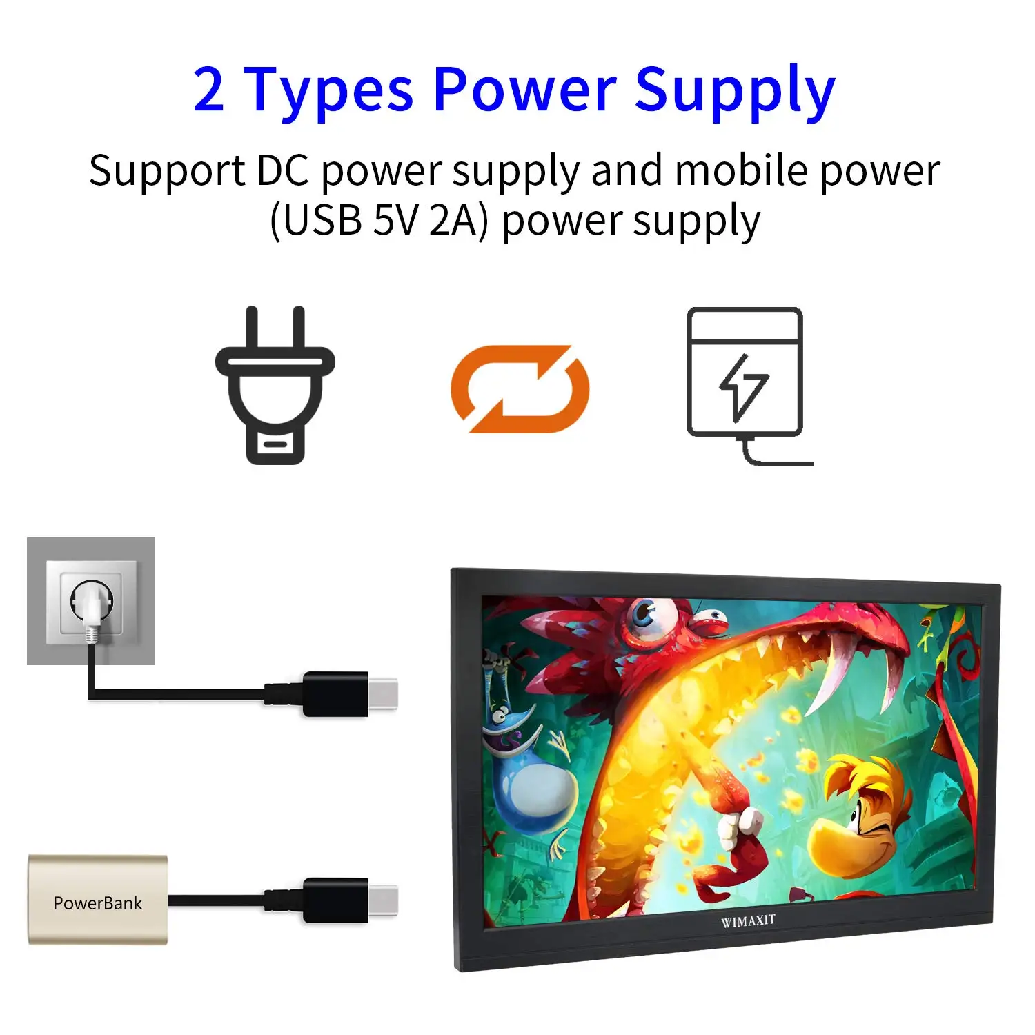 WIMAXIT M1560S 15,6 дюймовый портативный HDR монитор, Full HD 1080P 16:9 дисплей Встроенный двойной динамик HDMI VESA крепление USB питание