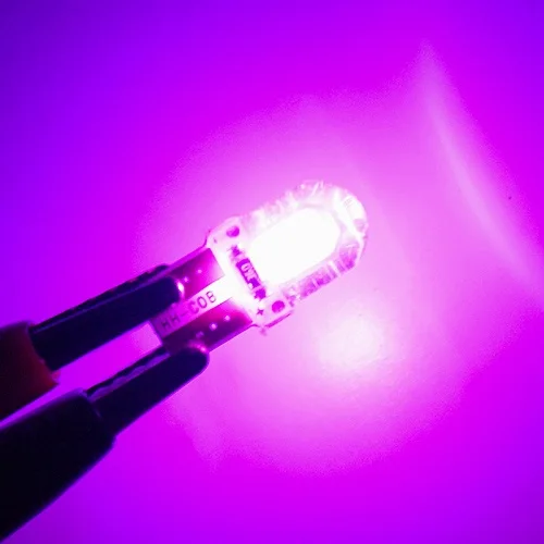 10 piezas LED t10 w5w 194 led 168 COB 8SMD luces led para auto de la cuña de la lámpara CANBUS de sílice brillante bombillas de luz blanca focos led automovil - Emitting Color: pink purple