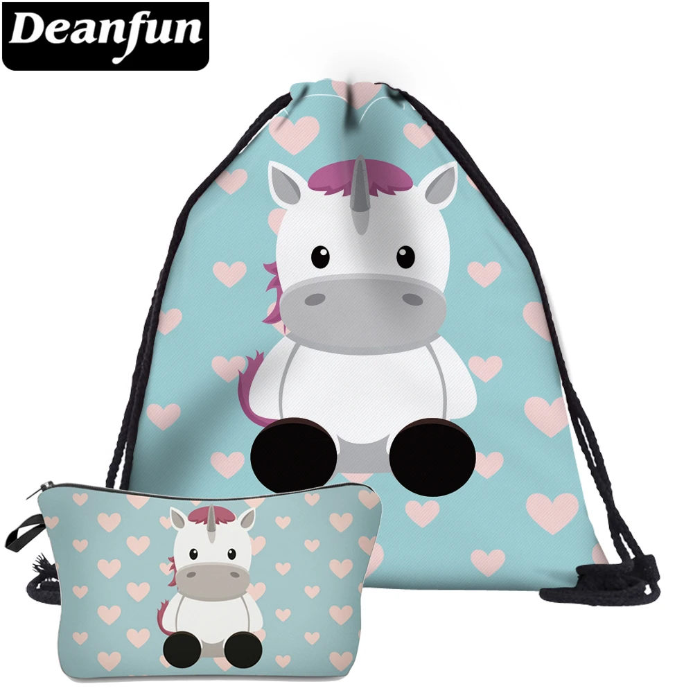 

Deanfun 2Pc Cute Drawstring Bags Unicorn Printed Girls Multifunctional Schoolbags