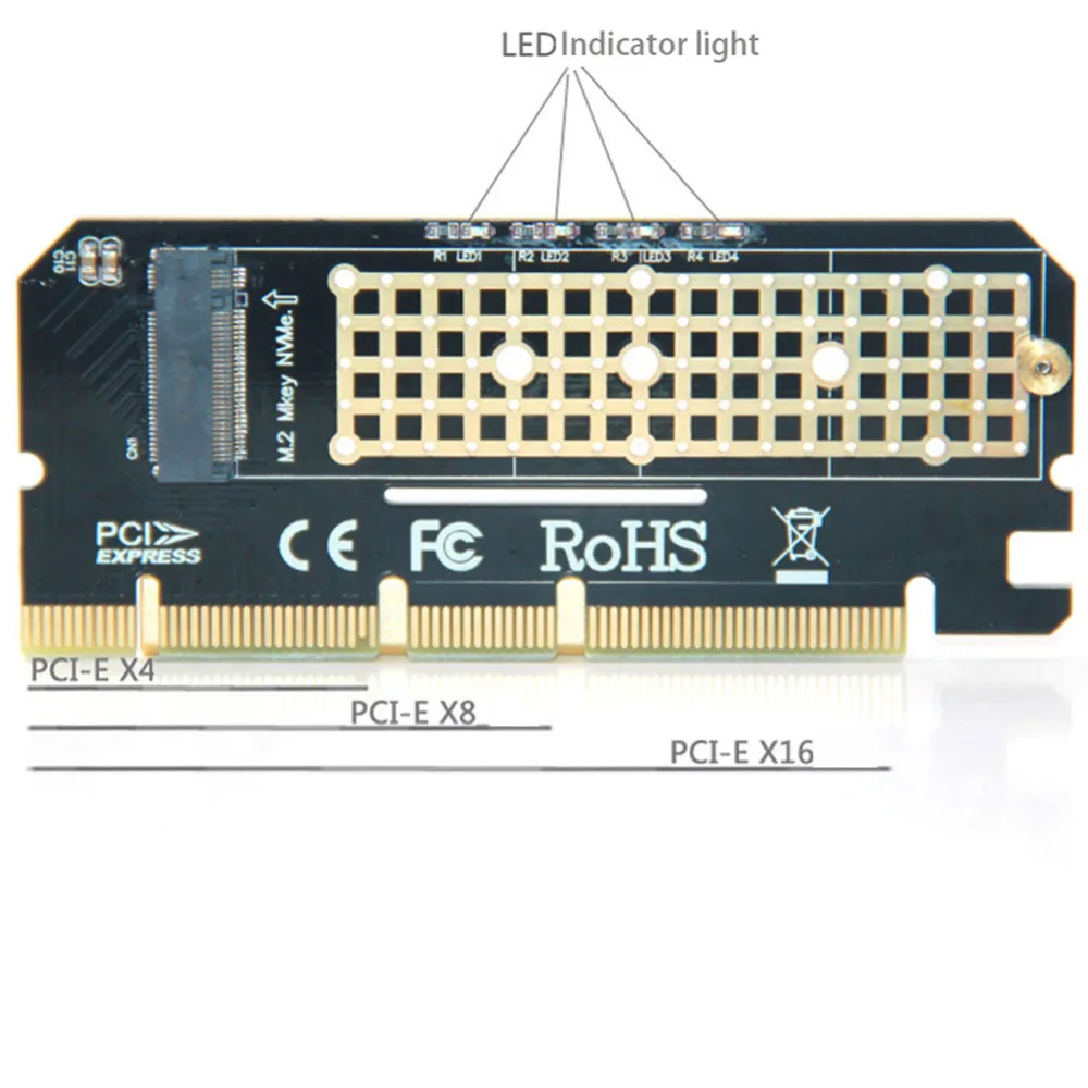 M.2 SSD PCIE адаптер корпус из алюминиевого сплава светодиодная Плата расширения